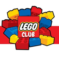 Clipart image of red, yellow and blue lego blocks with Lego Club text in the middle