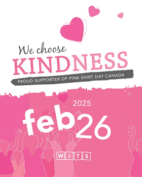 Lower half of the image pink with images of people cheering also in pink. Floating pink hearts in the white top section. Text in black, pink and white.